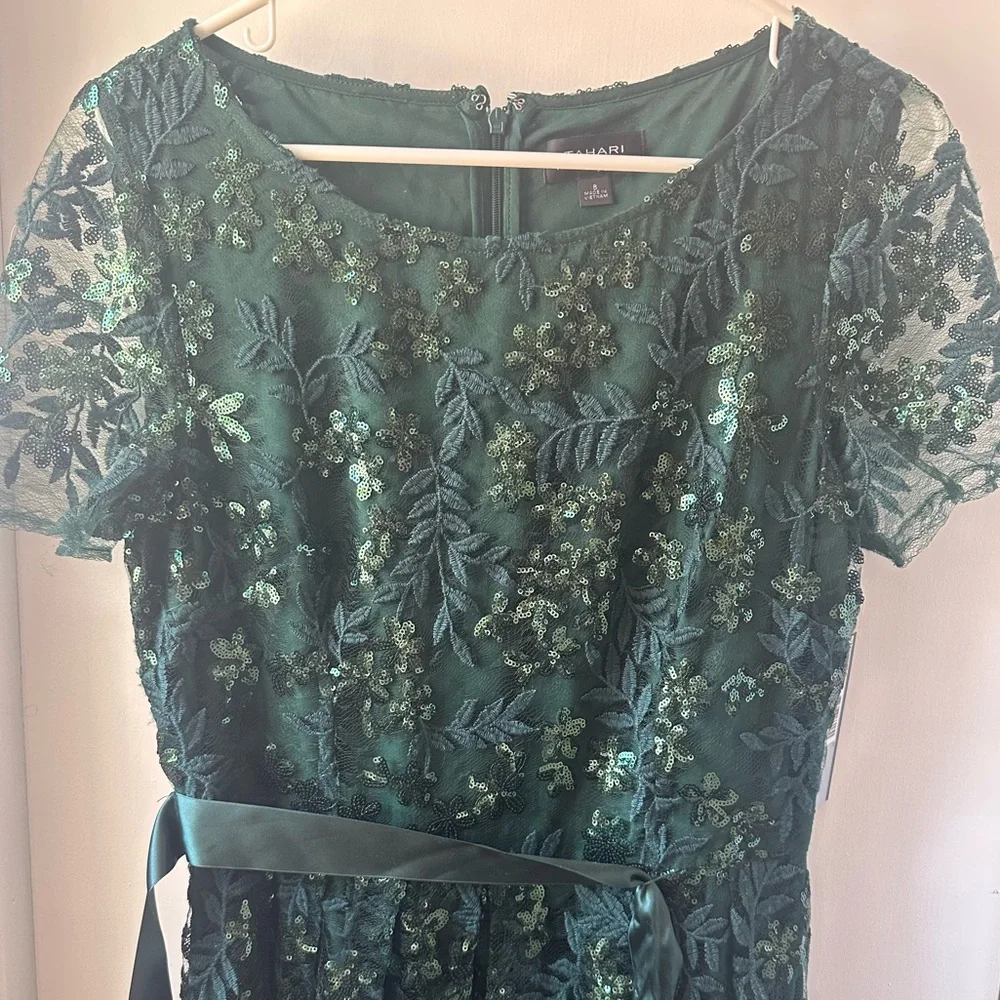 Tahari Lace Sequin Maxi Dress Navy Sequin Dress wedding evening gala NWT - Picture 3 of 5